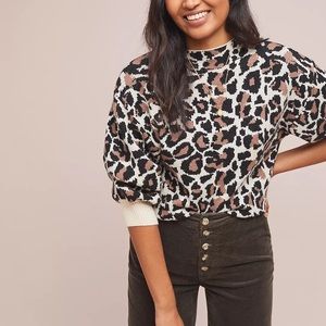 Anthropologie Line & Dot Alder Leopard Sweater